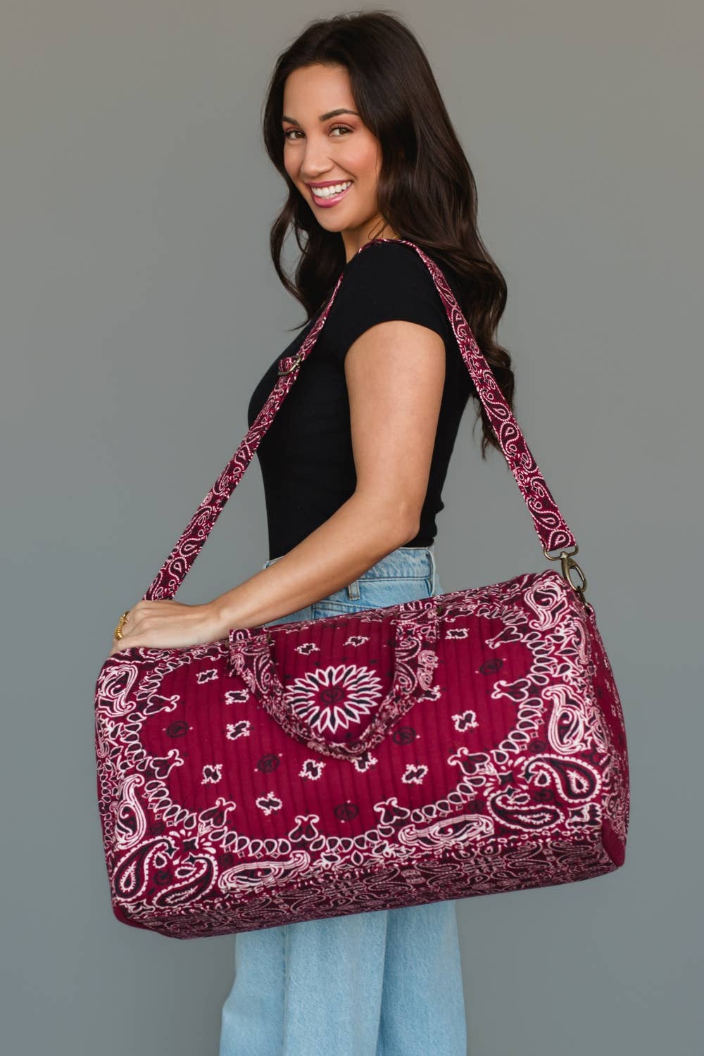 Burgundy Bandana Duffel