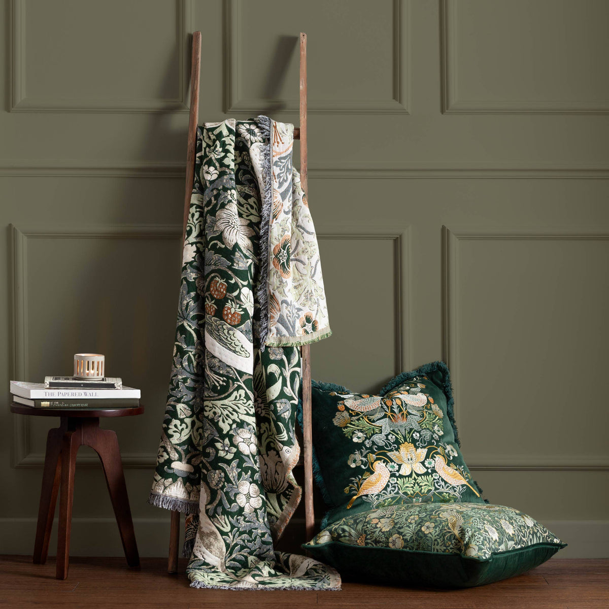 Strawberry Thief Jacquard Throw Forest