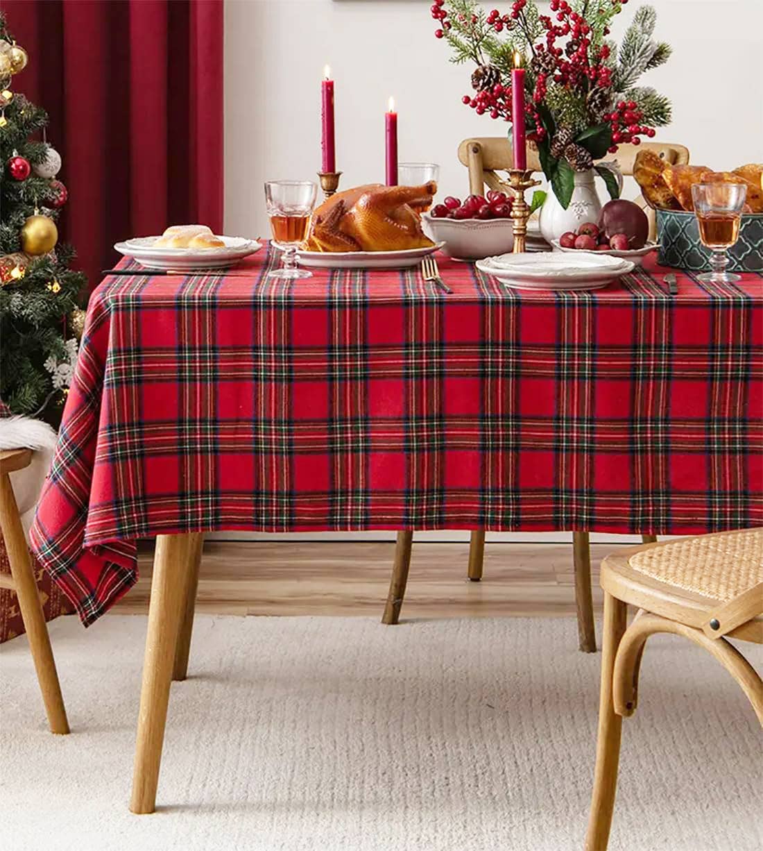 Red Classic Tartan Festive Tablecloth
