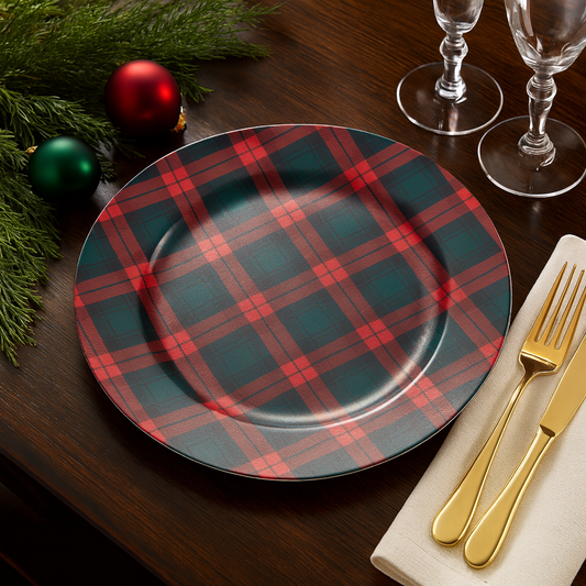 Red and Green Tartan Charger Plate (13”)