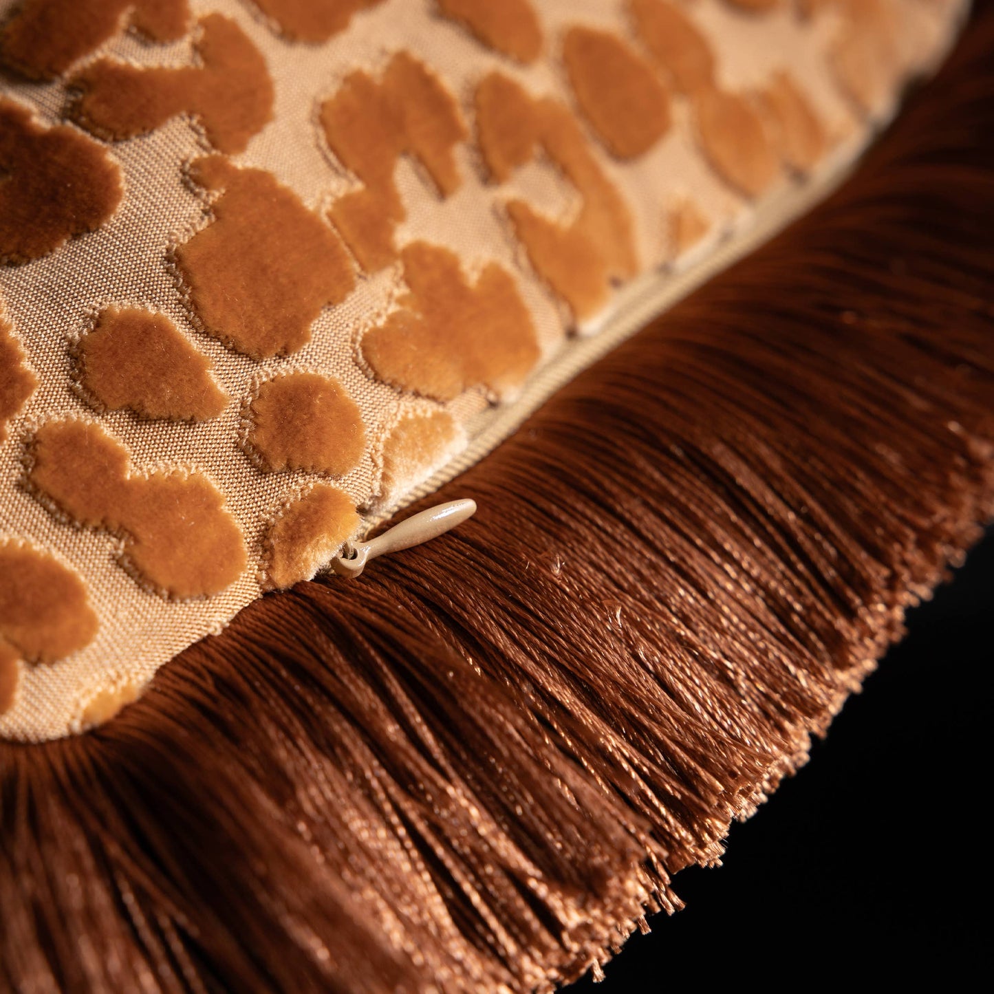 Leopard Love Cut Velvet Cushion Caramel