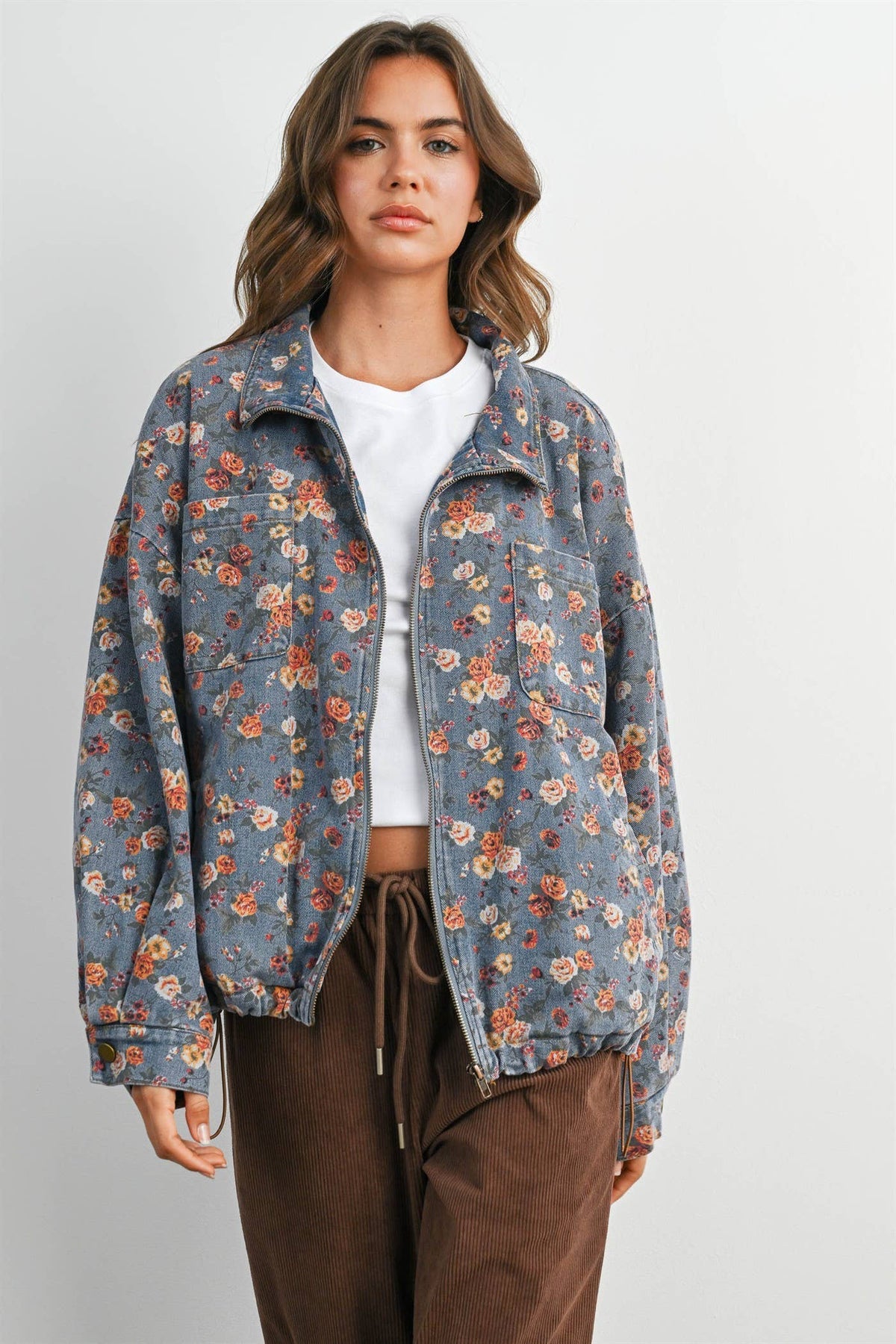 Floral Print Denim Jacket