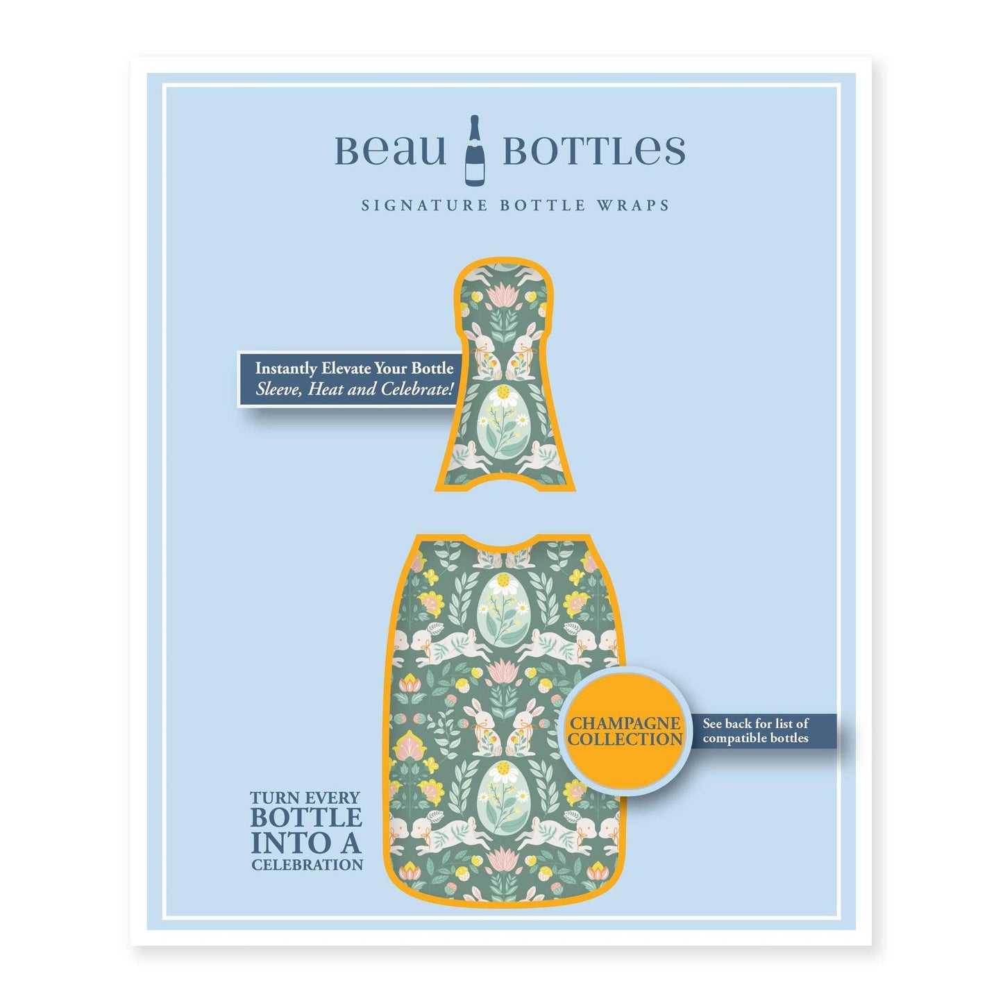 Beau Bottles Spring Folk Bunnies- Champagne Collection