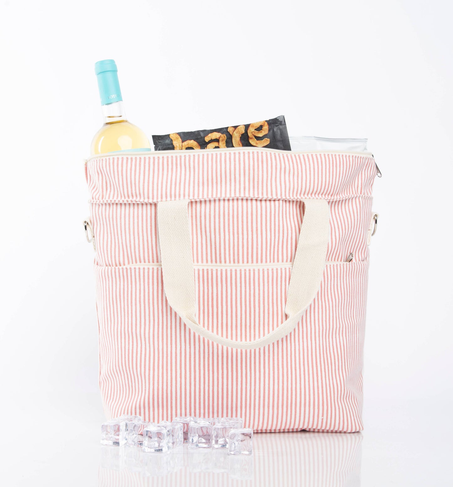 Striped Cooler Tote – Rose Tan