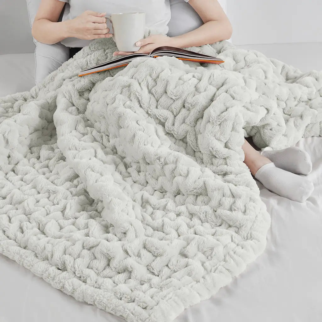 Ruched Fur Throw