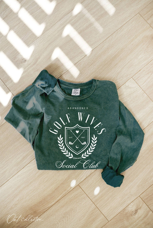 GOLF WIVES Mineral Washed Long Sleeve Graphic: FOREST / L