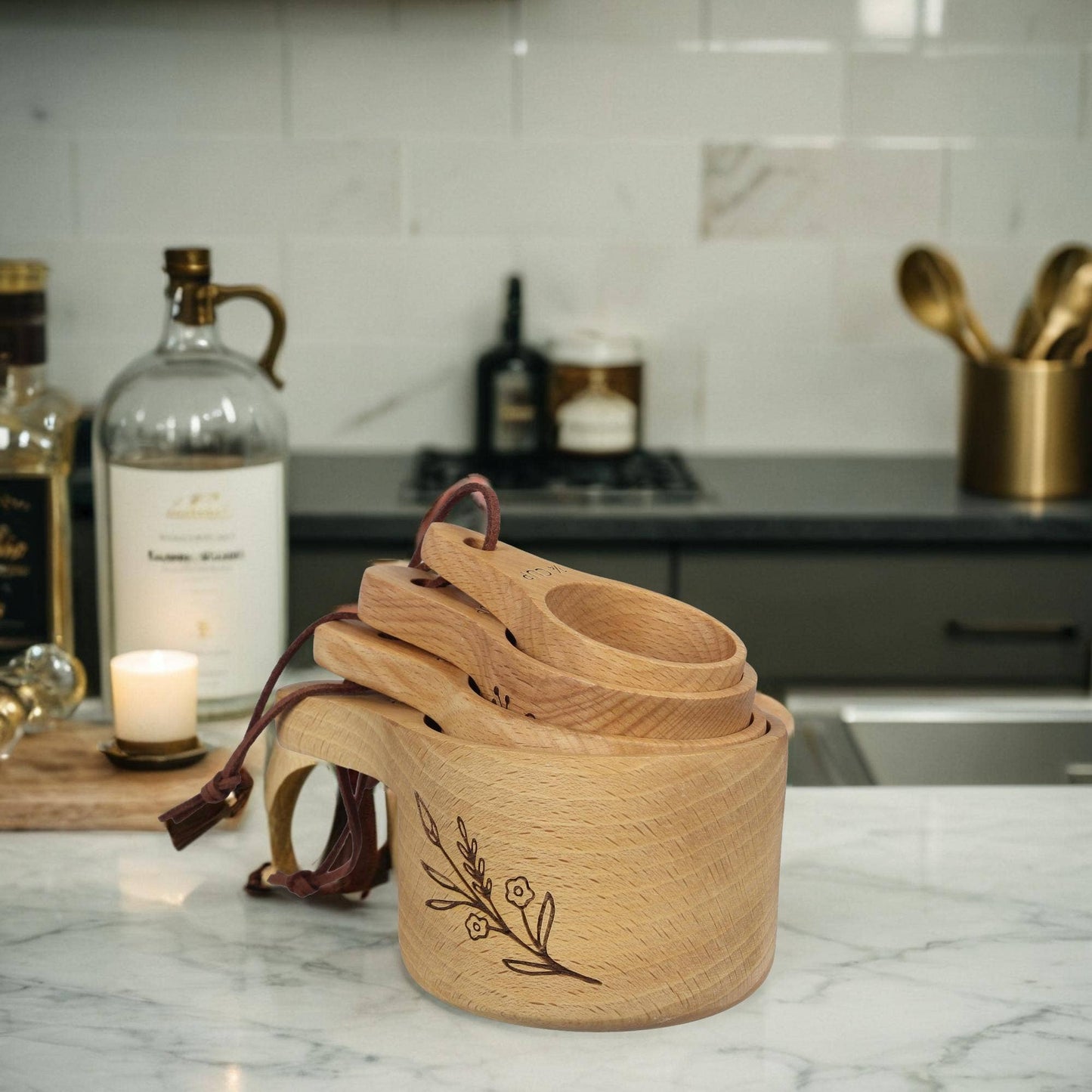 Wood Measuring Cups Baker Gift Set  (SKU#: 23287)