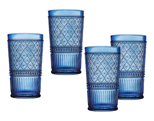 Blue Claro S/4 Highball: Blue / Non Leaded Crystal