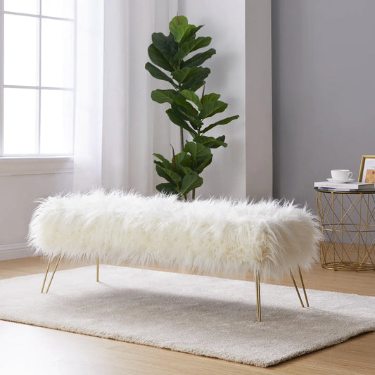 Faux Fur Bench Ottoman