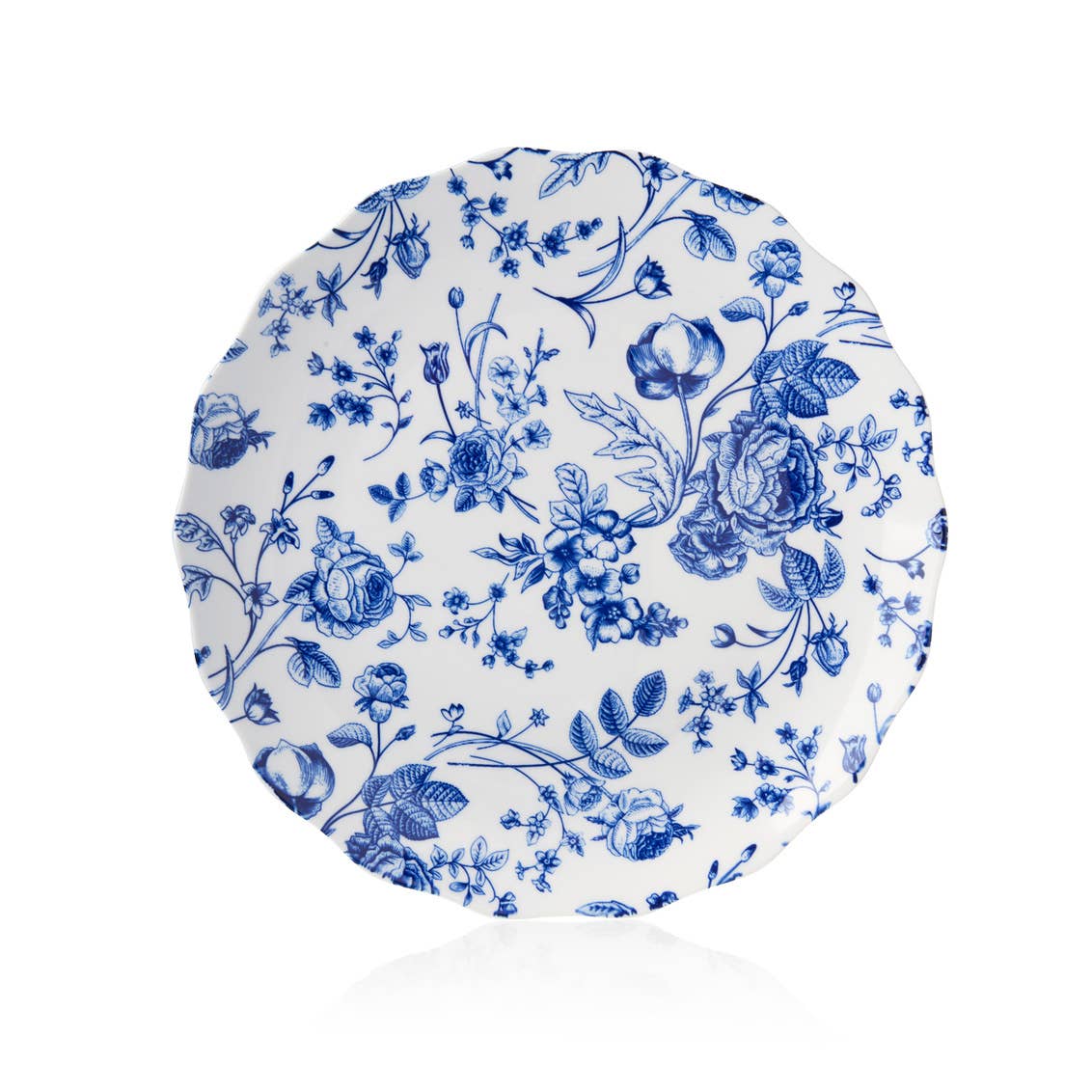 Blue Vintage Floral Scalloped Dinner Plate - 1 piece