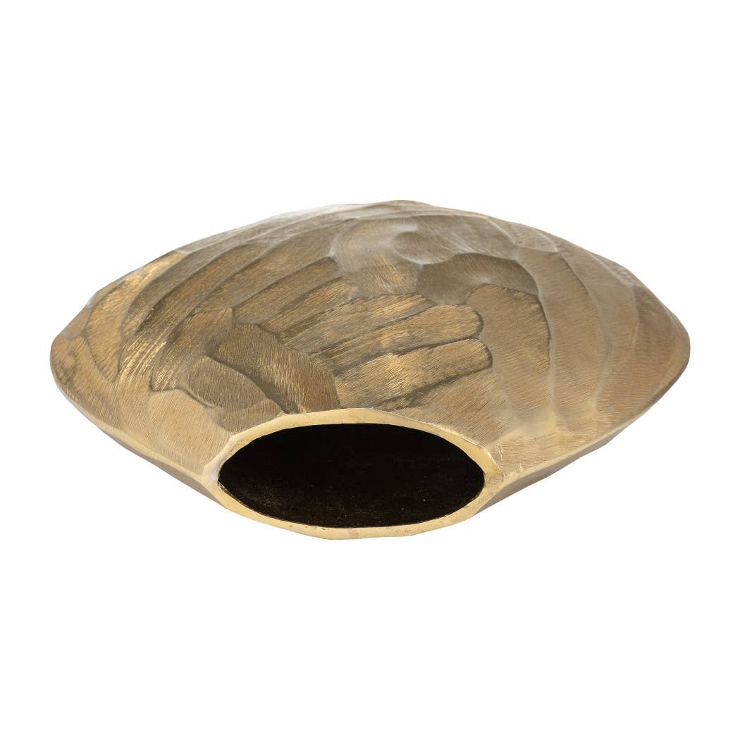 Metal Modern Hammered Decorative Vase - Gold, 14 in.