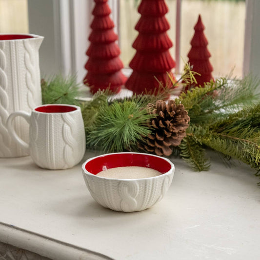 Cream Knit Ceramic Bowl – 5”