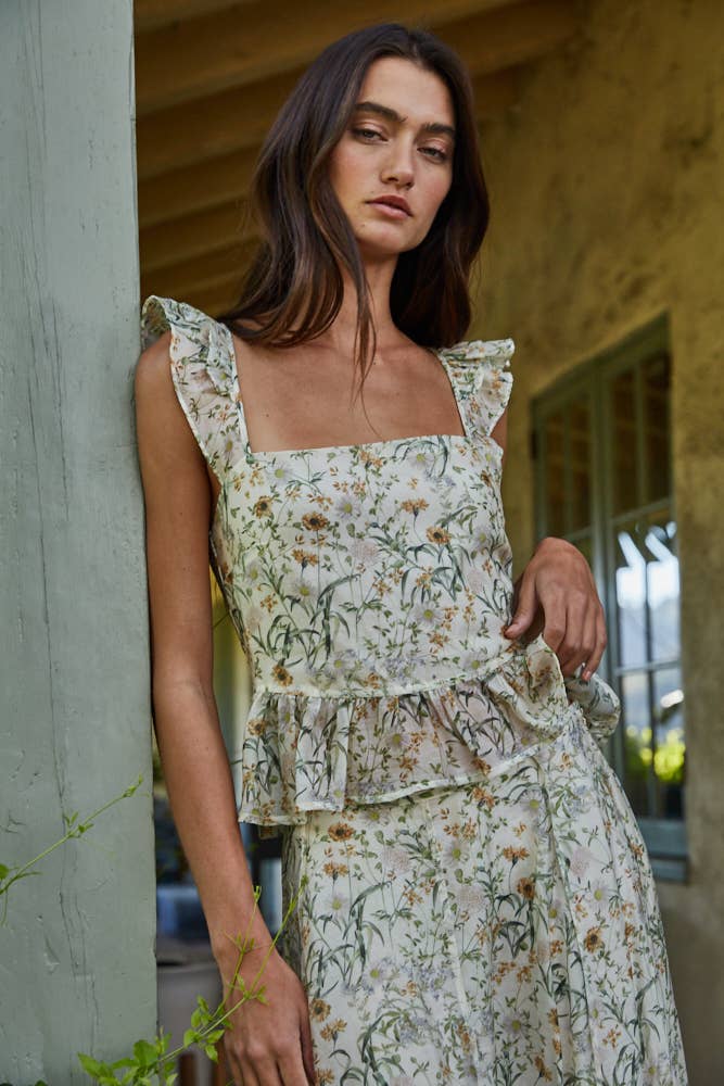 Floral Print Ruffle Top