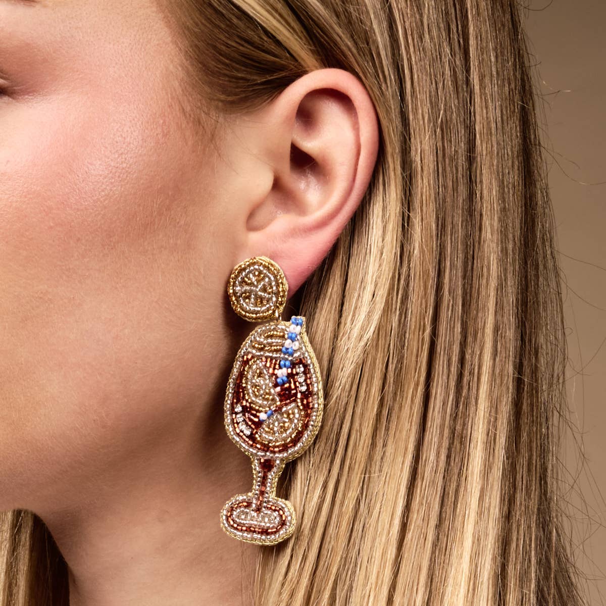 Beaded Earrings–Aperol Spritz