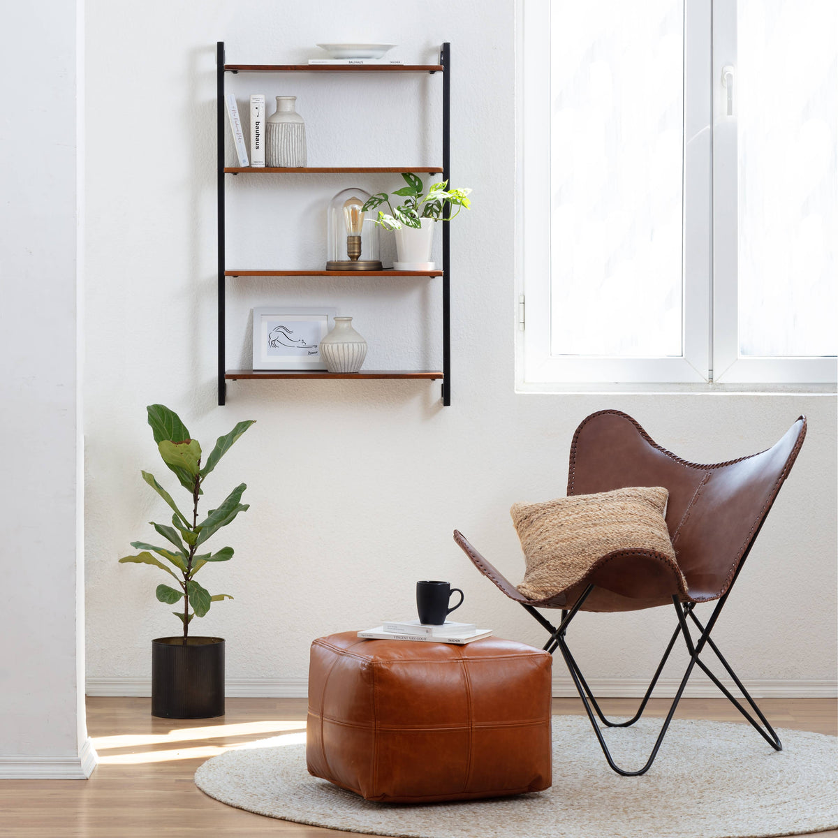 Phantom Solid Wood & Iron Wall Mounted Shelf for Living room