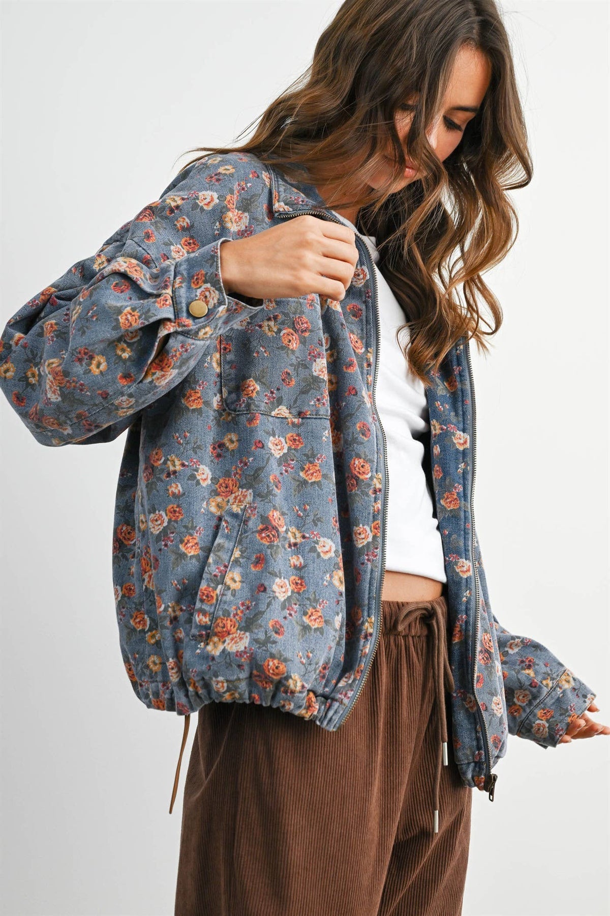 Floral Print Denim Jacket