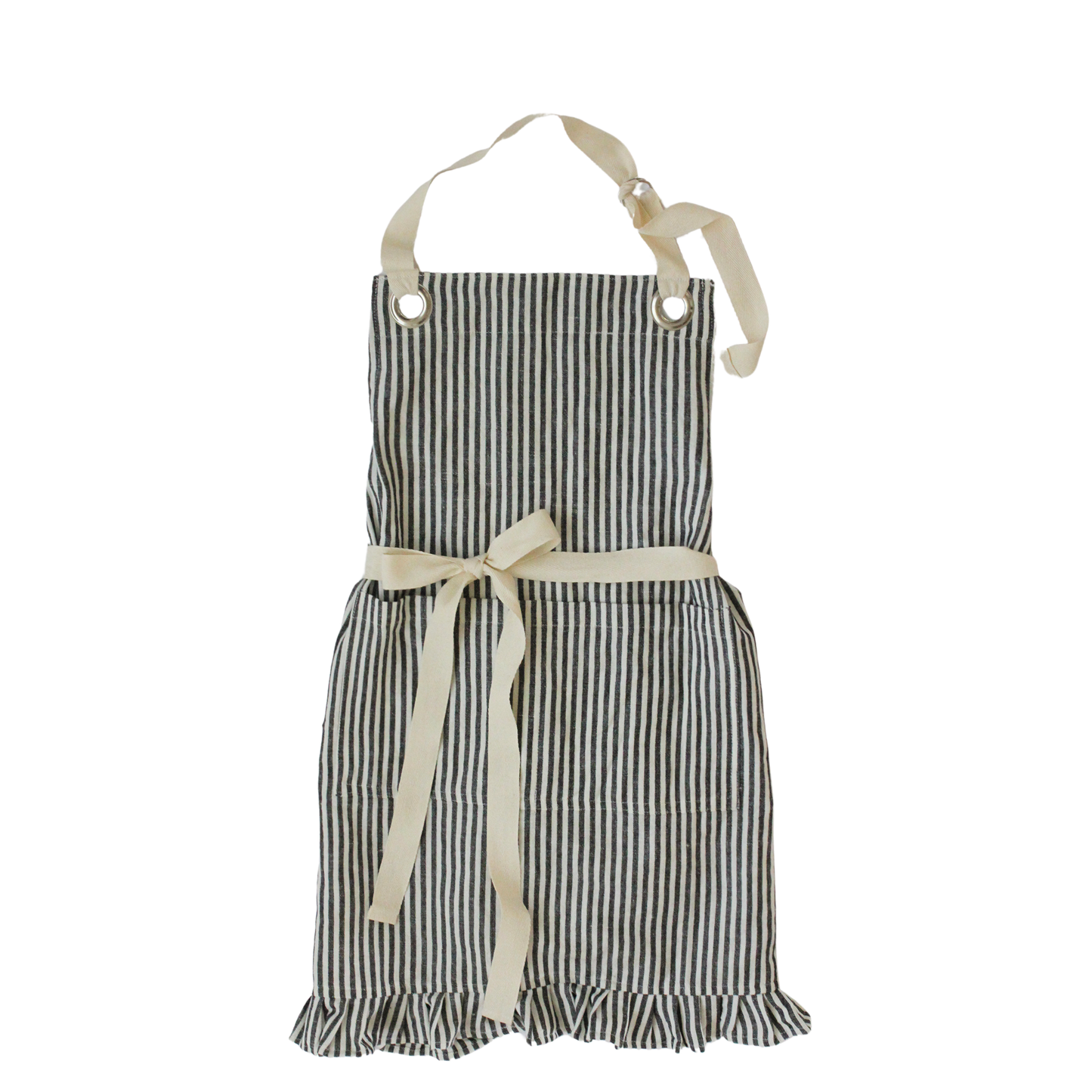 Ruffle Pin Stripe Apron: Green