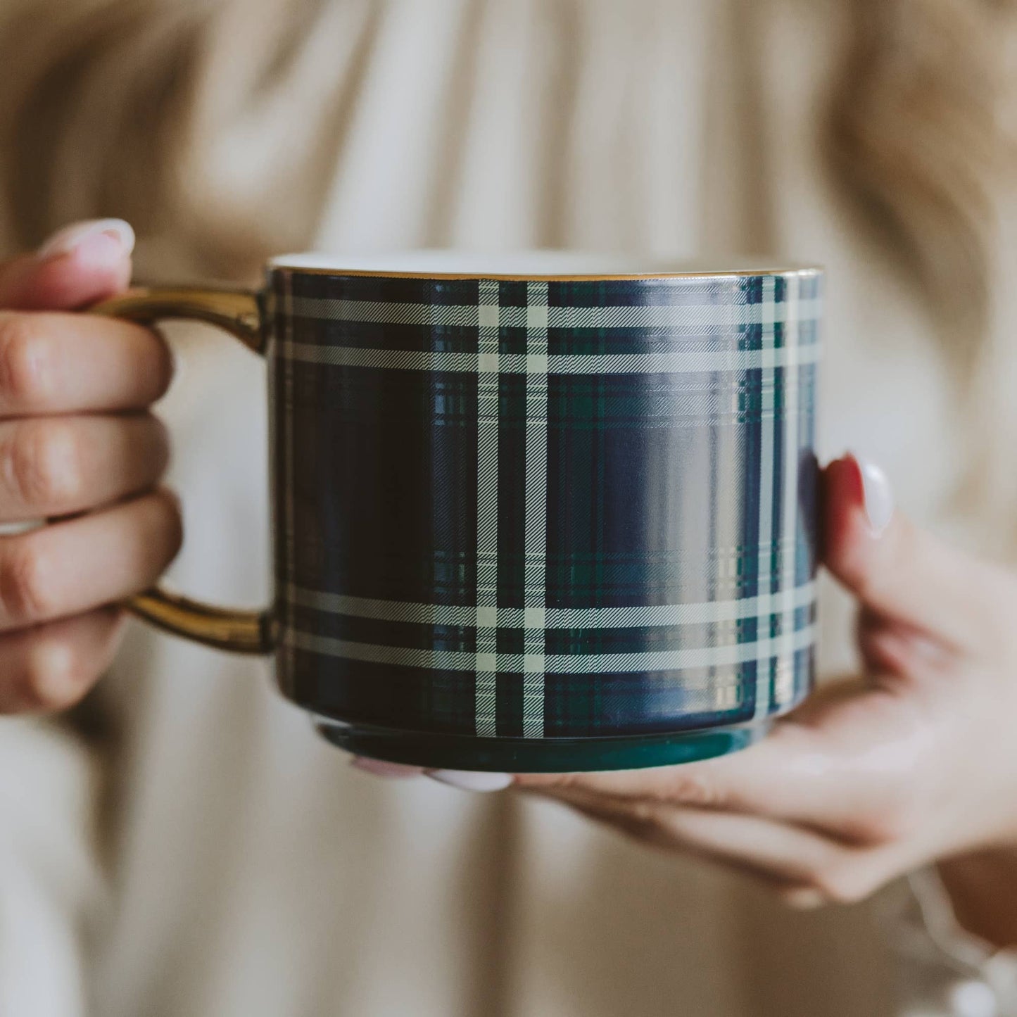 Navy Plaid Coffee Mug - Fall Decor & Gifts