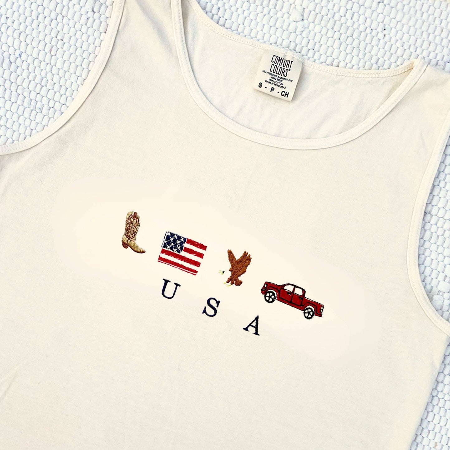 Embroidered USA Icons Tank Top