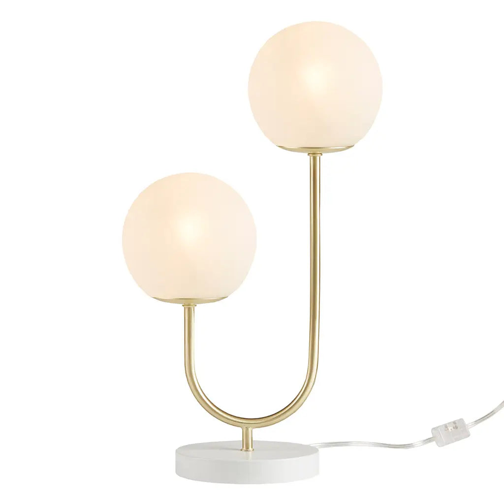 Modern 2-Light Globe Gold Base Table Lamp