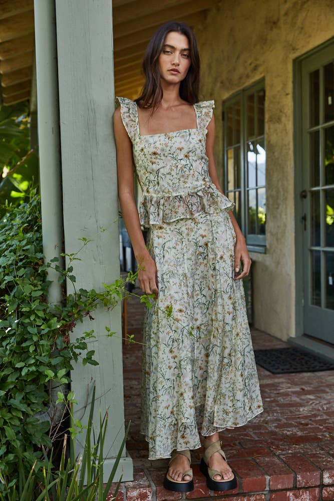 Floral Print Ruffle Top