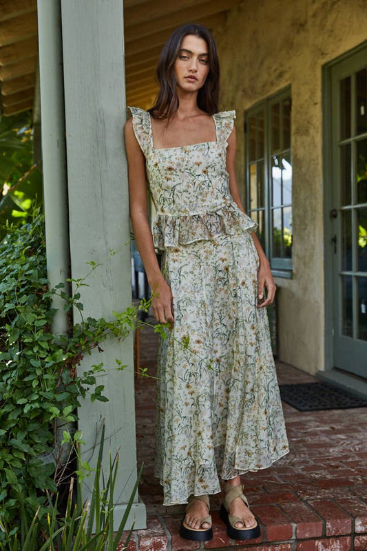 Floral Print Ruffle Top