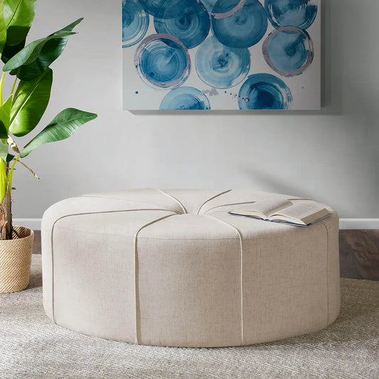 Oval Oversized Ottoman with Tufted Center