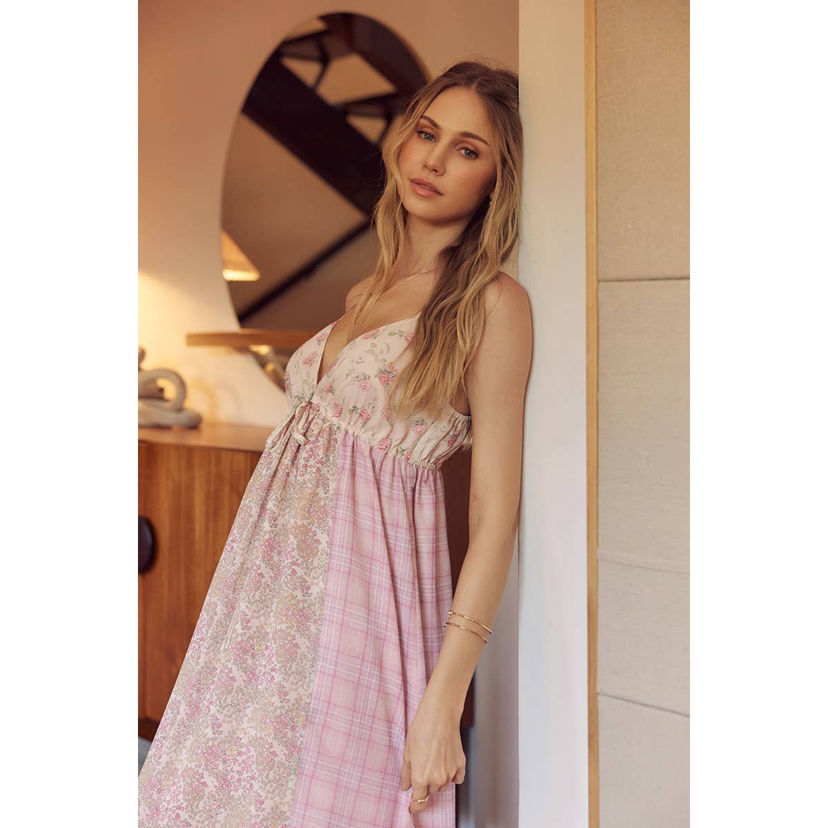 GARDEN PARTY ROMANTIC MIXED PRINT CHIFFON MAXI DRESS
