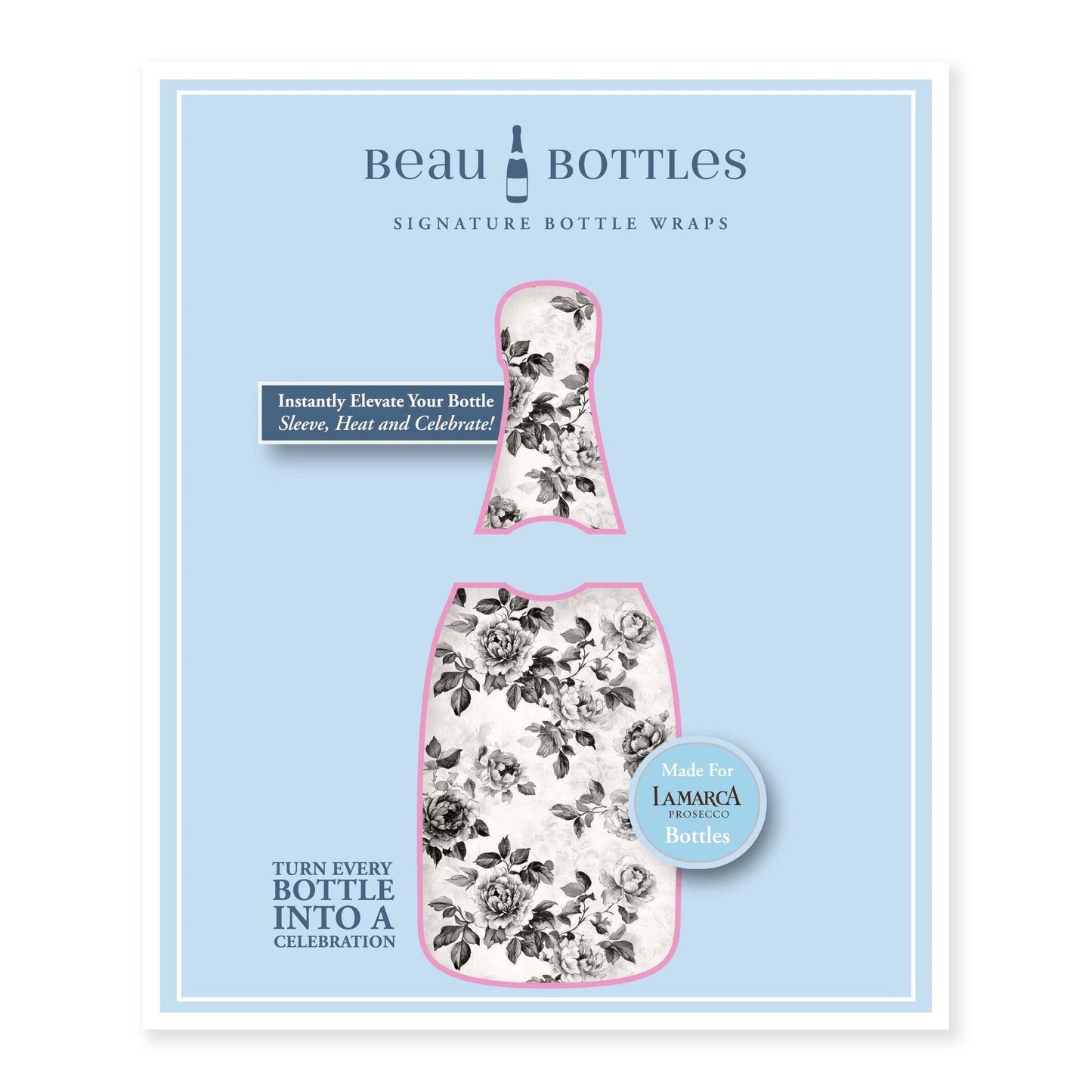 Beau Bottles Black and White Floral - Prosecco Collection