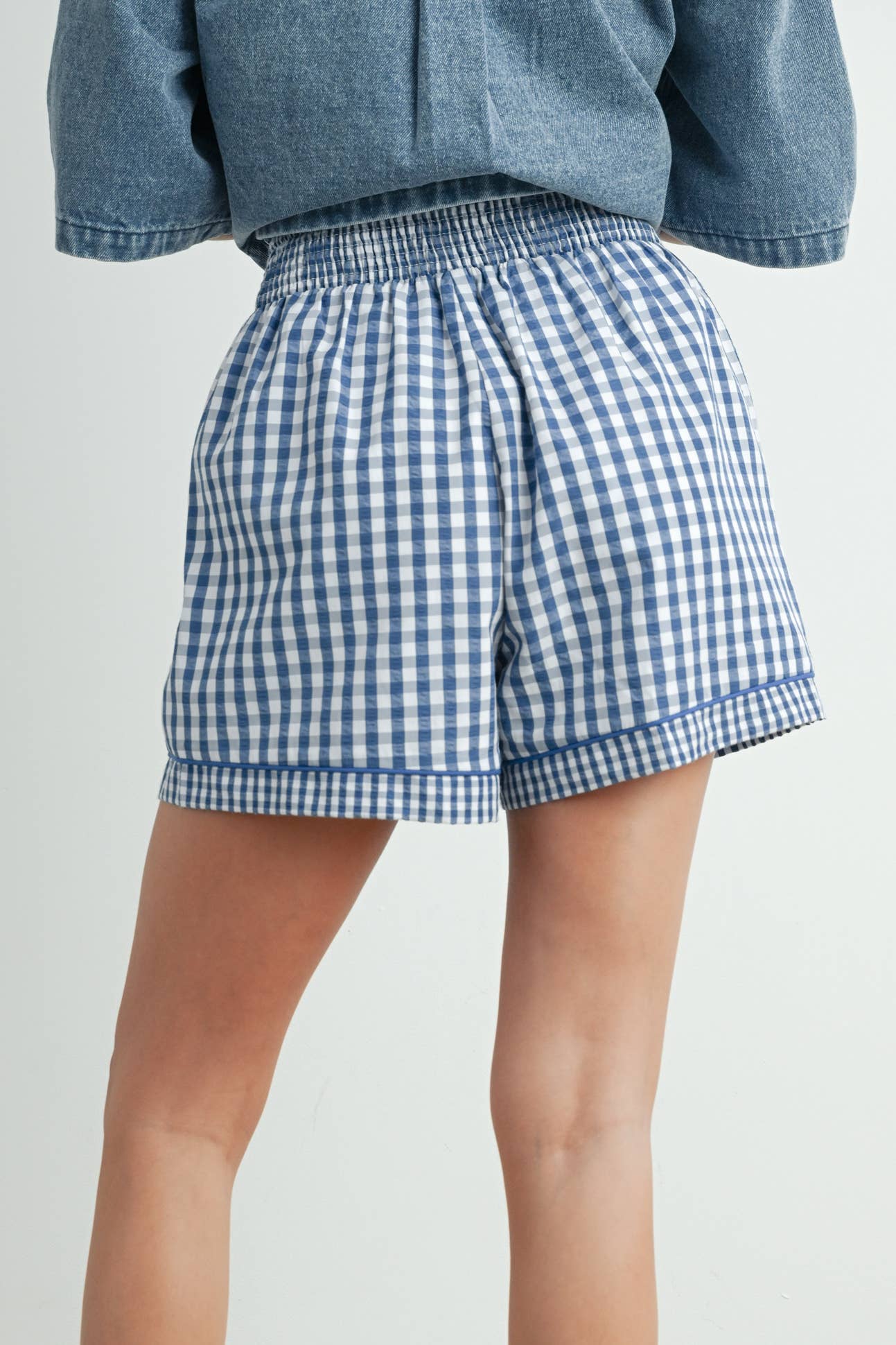 Garterized Gingham Shorts - BMP7658