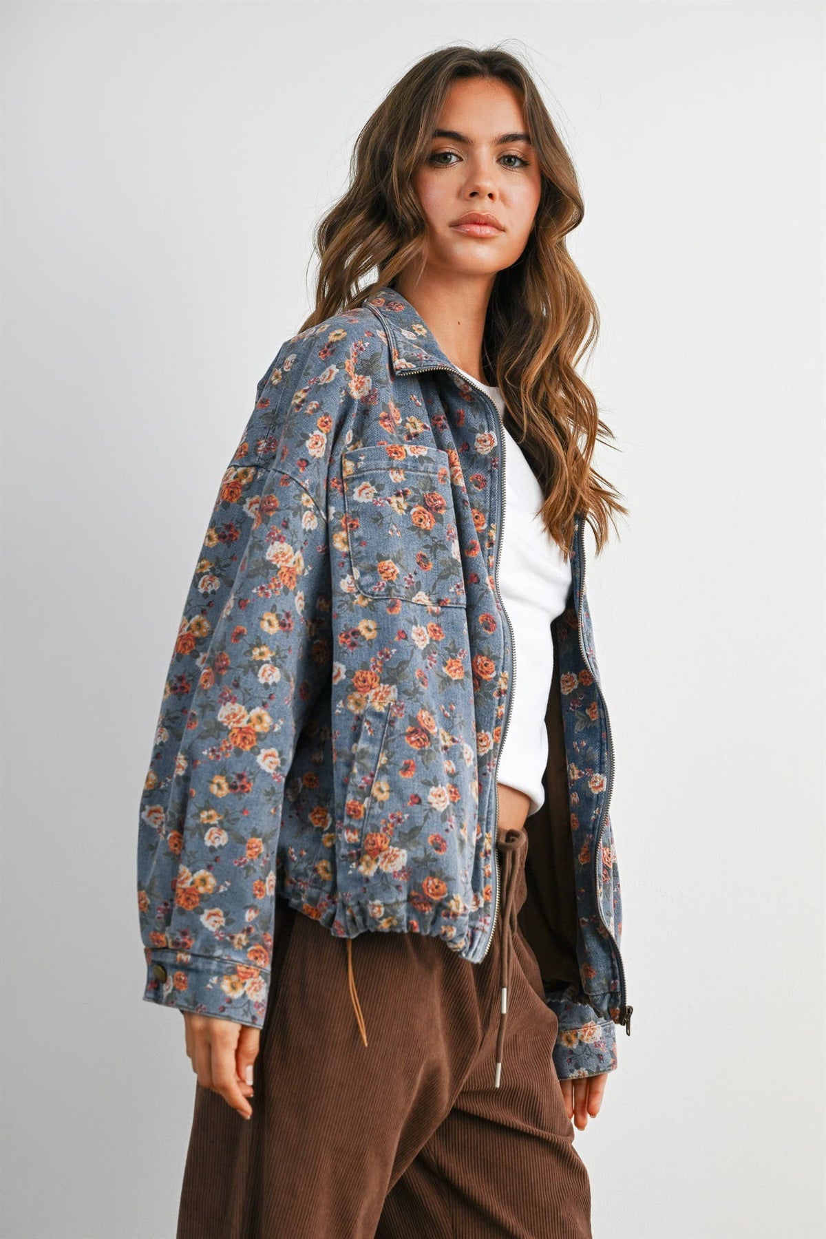 Floral Print Denim Jacket