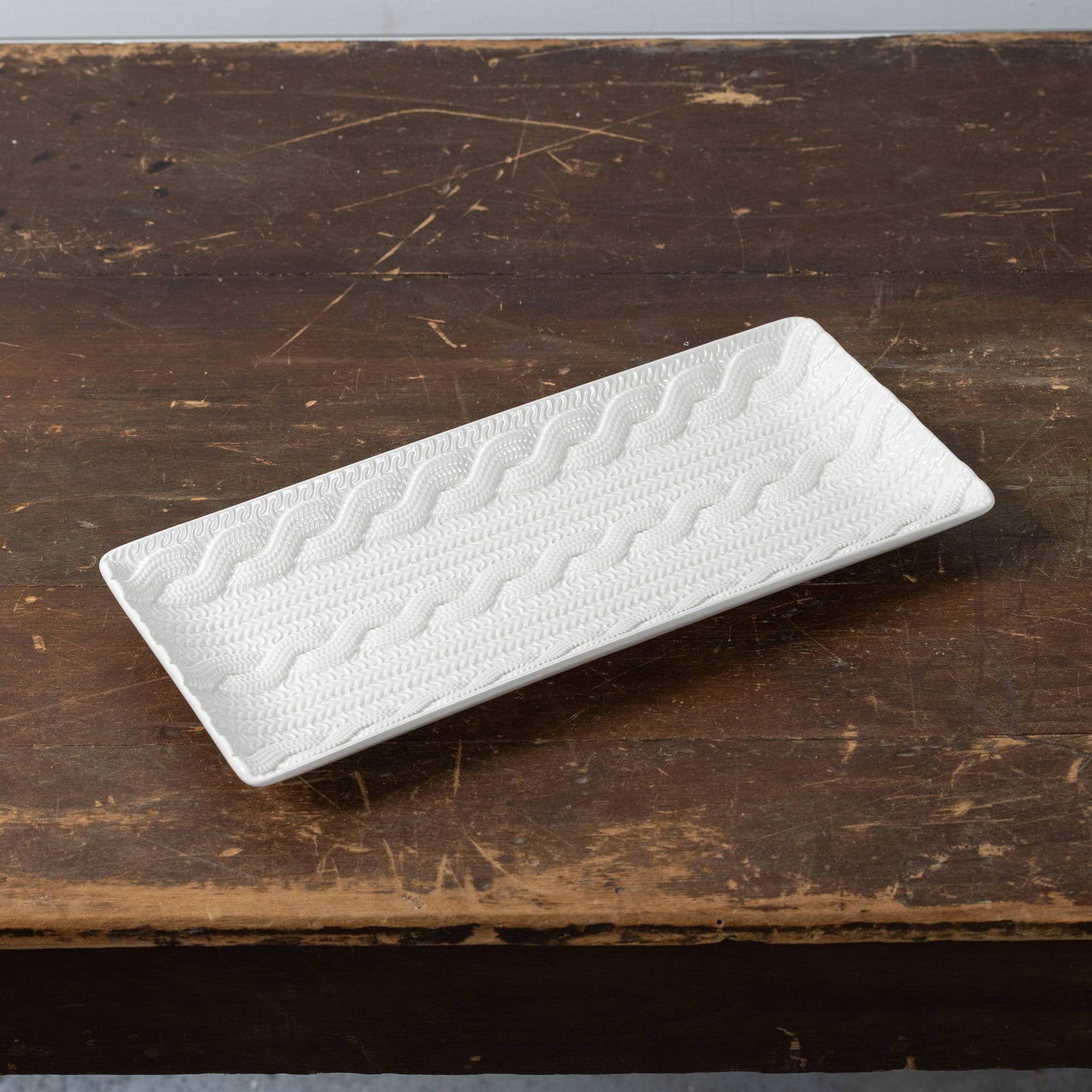 Cream Knit Ceramic Platter – 15.5”