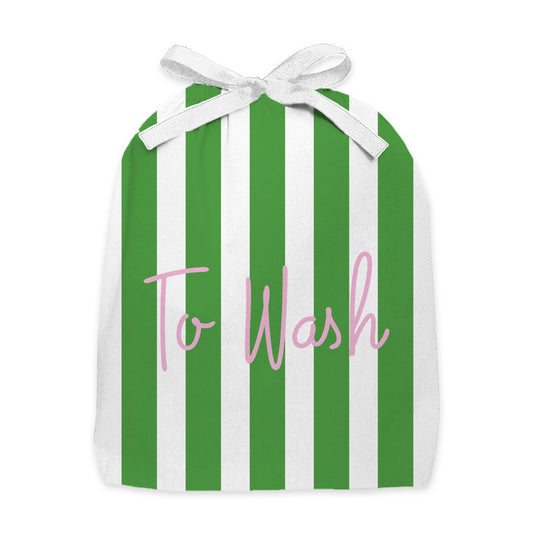 Green Striped Laundry Bag