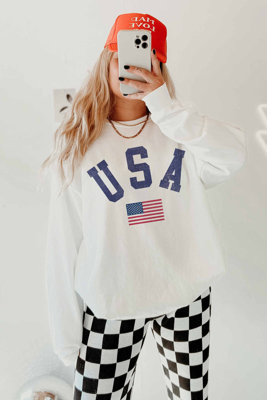 [G1469X-OSS]- USA OVERSIZED SWEATSHIRTS: ASH / S/M