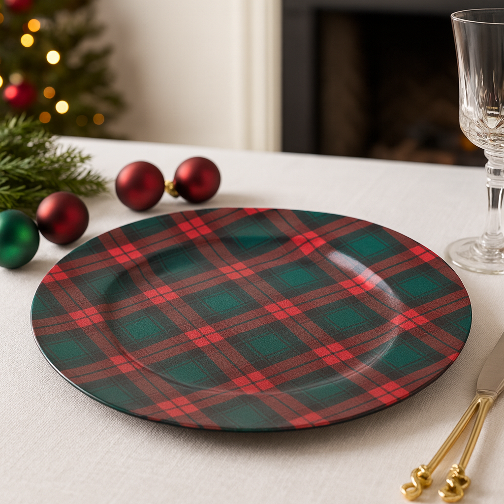 Red and Green Tartan Charger Plate (13”)