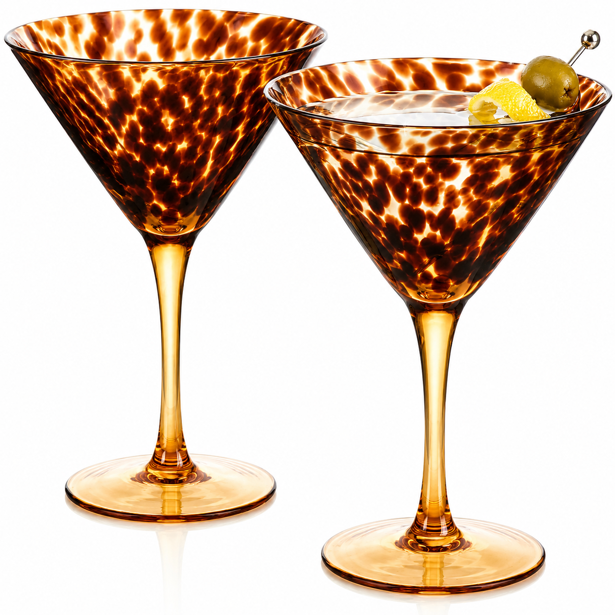 Tortoise Leopard Print Martini Glasses