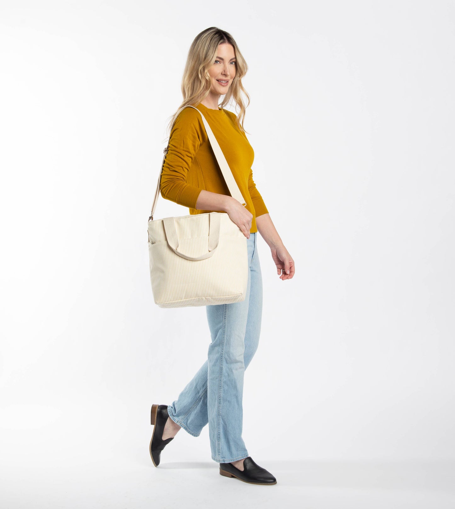 Striped Cooler Tote – Pastel Yellow