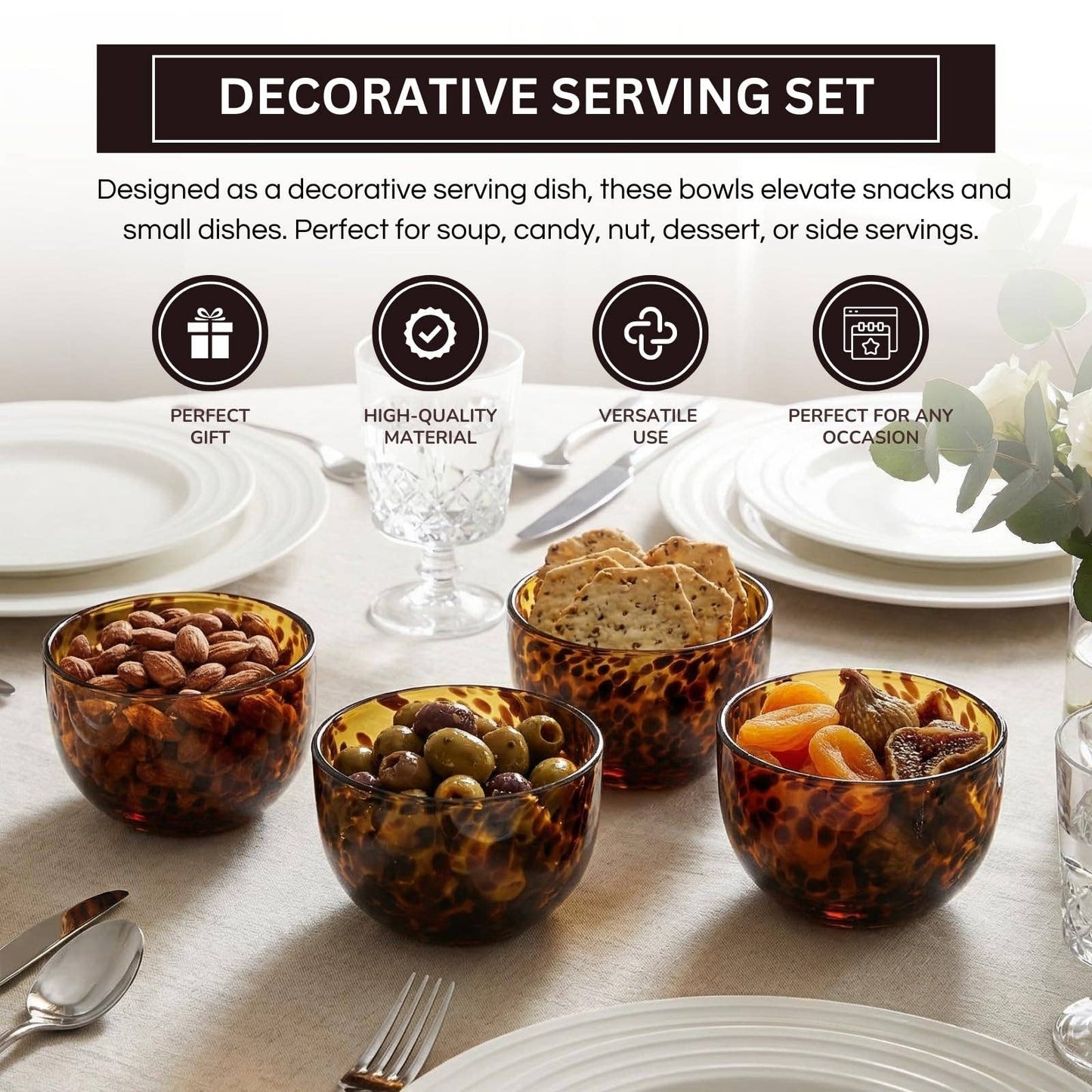 Tortoiseshell Glass Bowls - Set of 4