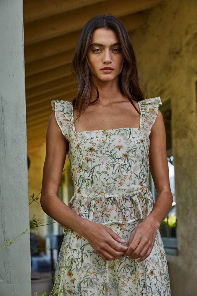 Floral Print Ruffle Top