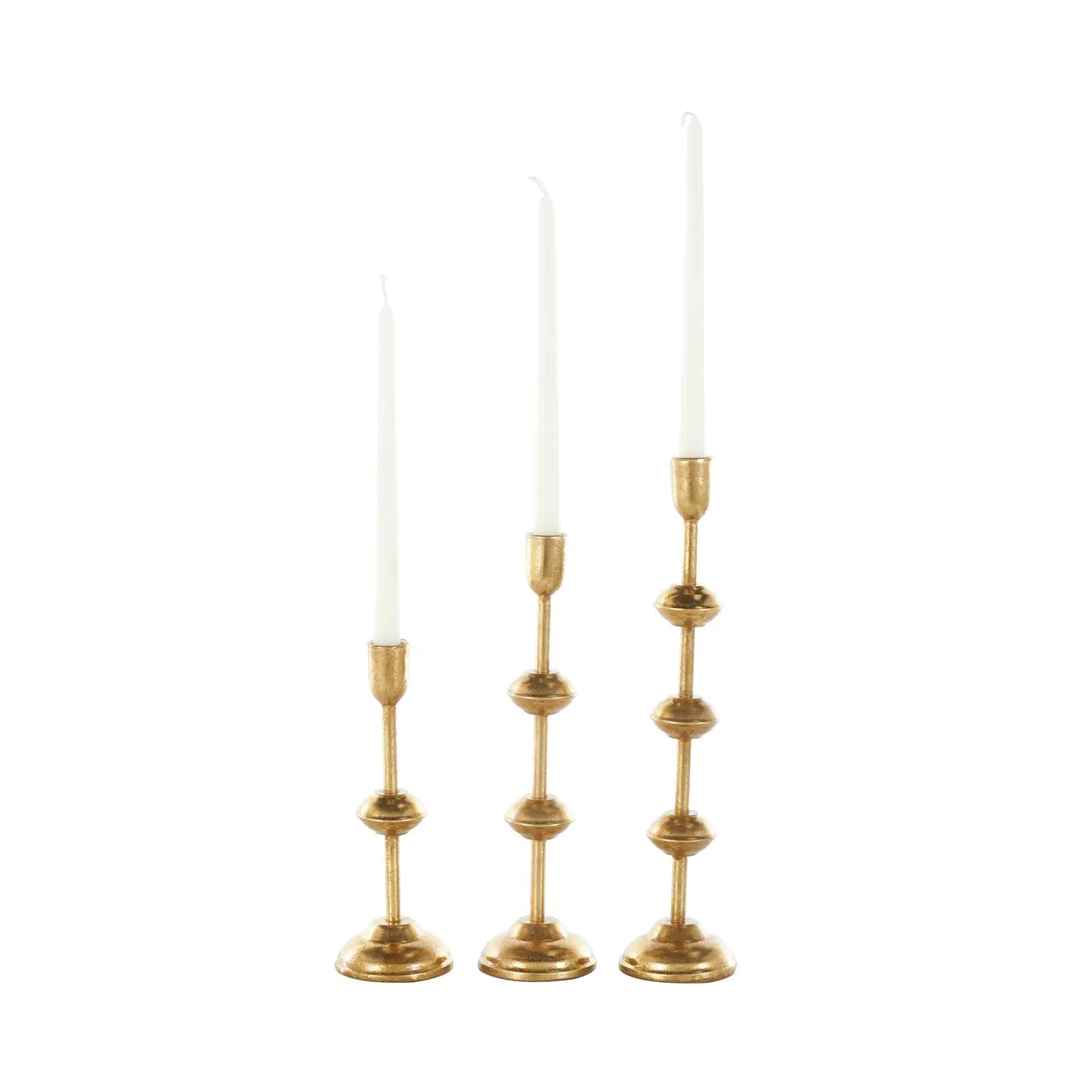 Contemporary Gold Metal Candle Holder Set