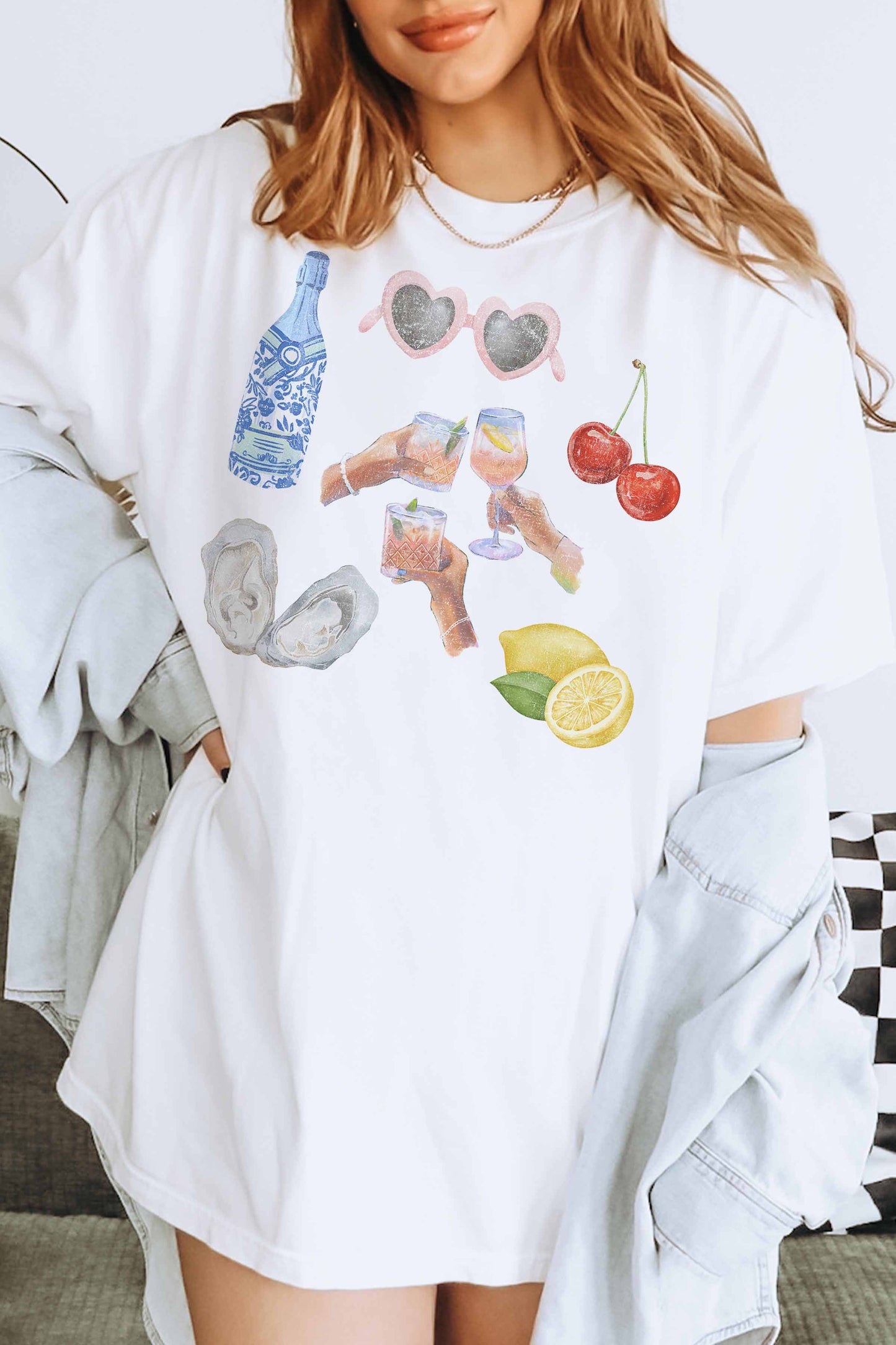 [G1988X-OTS]-FRENCH GALLERY OVERSIZED TEE: WHITE / S/M