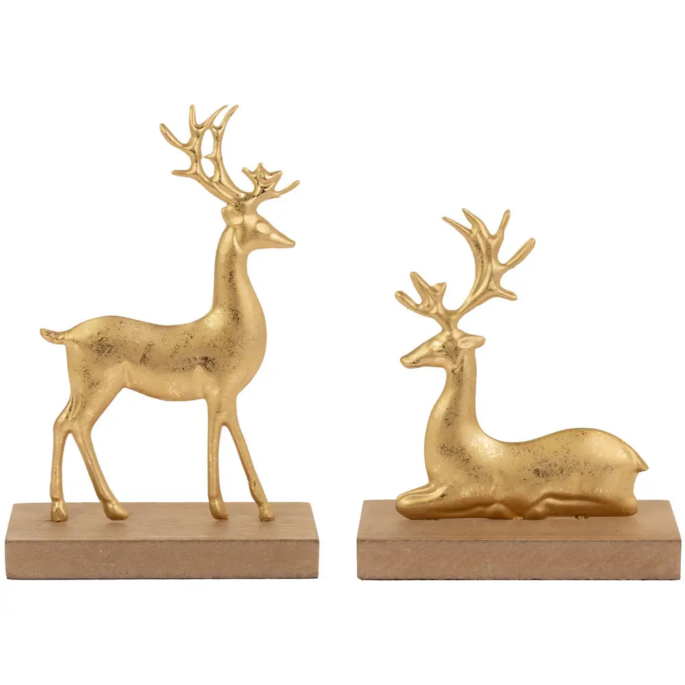 Metal Gold Leaf Deer- Set of 2