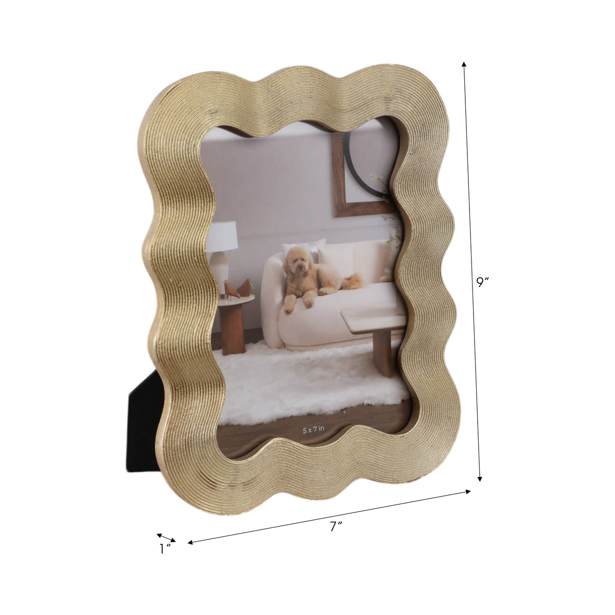 Photo Frame - Gold Resin Squiggly Wave Border, 5x7 in.