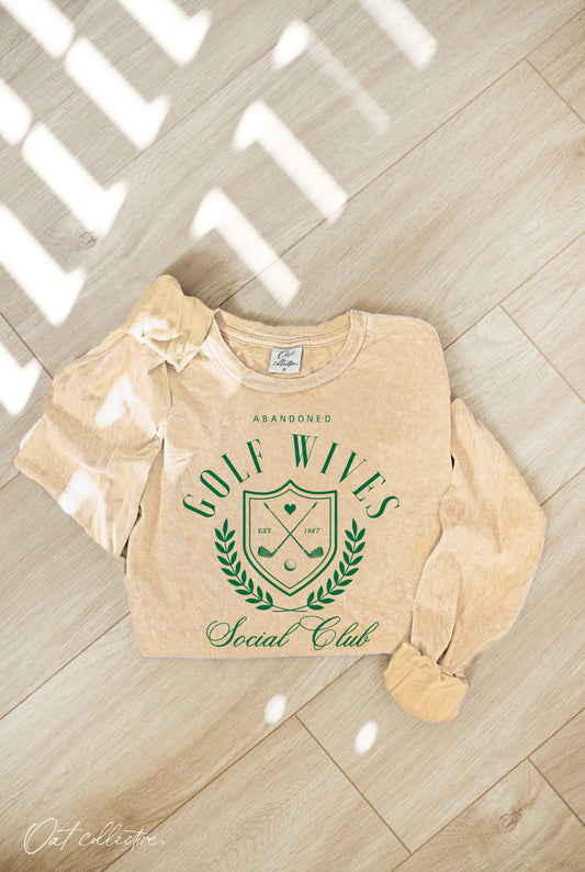 GOLF WIVES Mineral Washed Long Sleeve Graphic: FOREST / L
