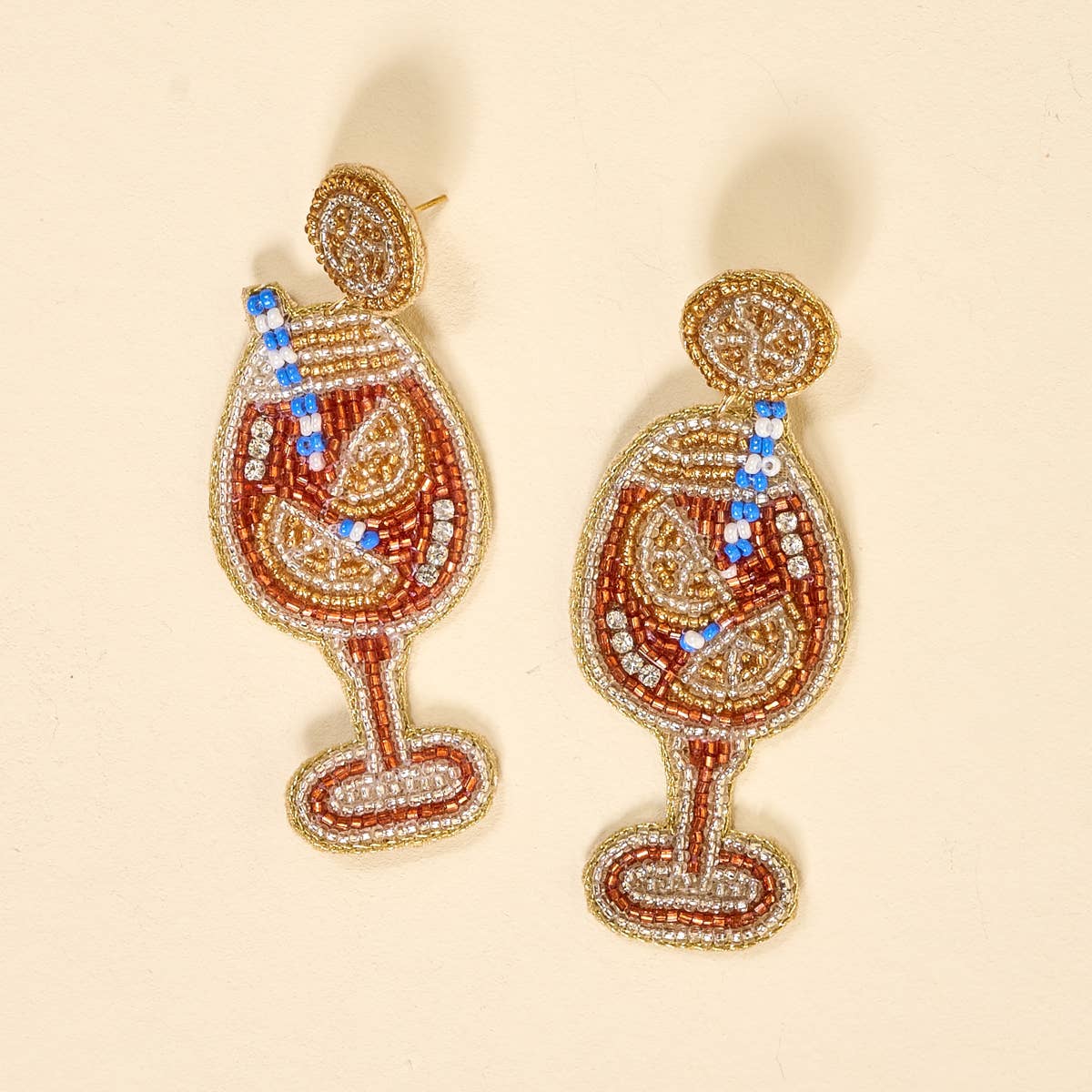 Beaded Earrings–Aperol Spritz