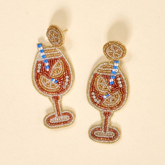 Aperol Spritz Beaded Earrings