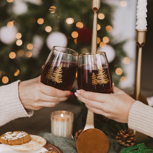 Trees Stemless Wine Glasses, Boxed Set of 2
