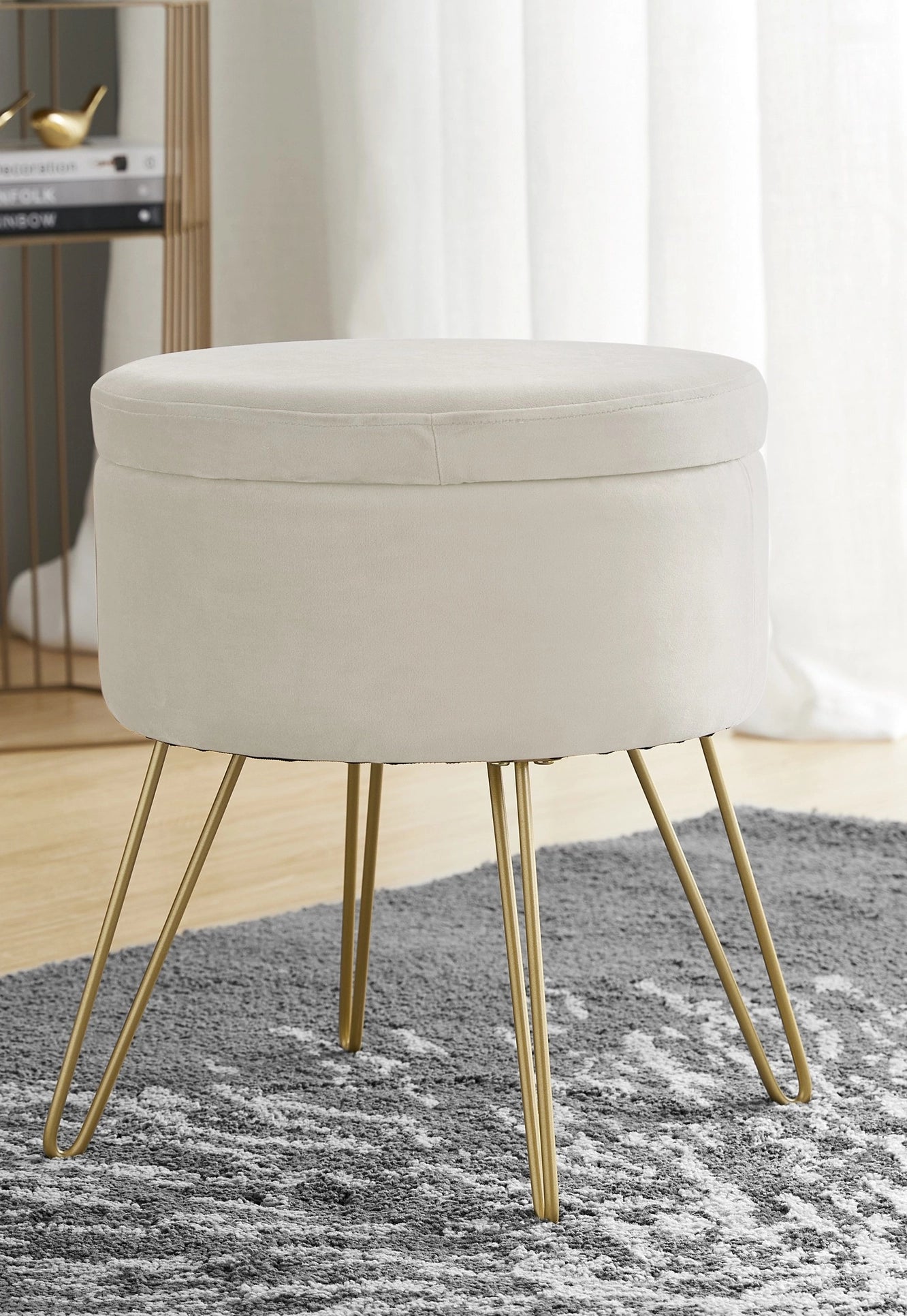 Round Velvet Storage Ottoman