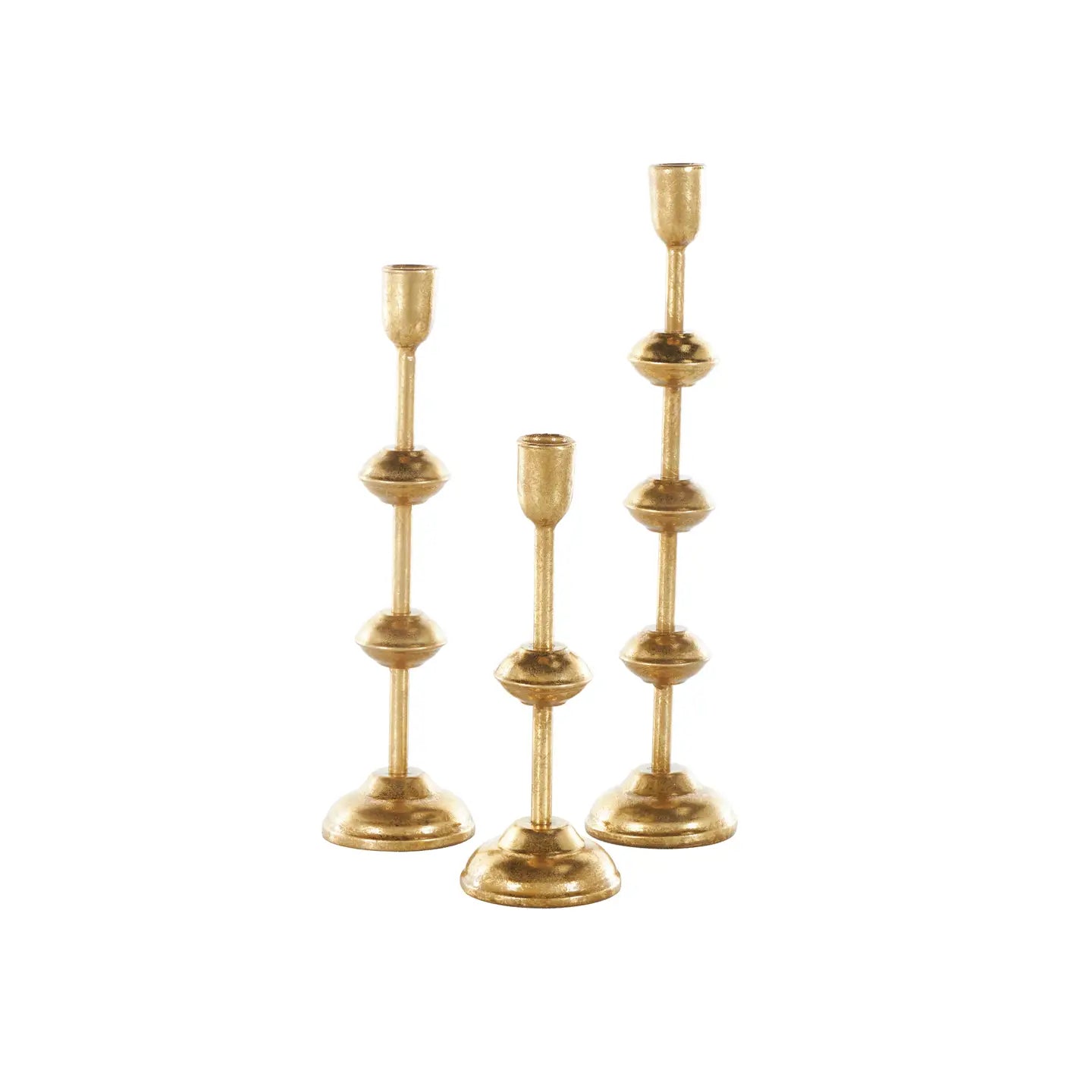 Contemporary Gold Metal Candle Holder Set