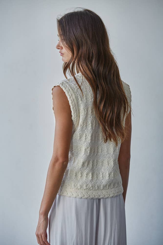 V-Neck Shell Button-Down Vest